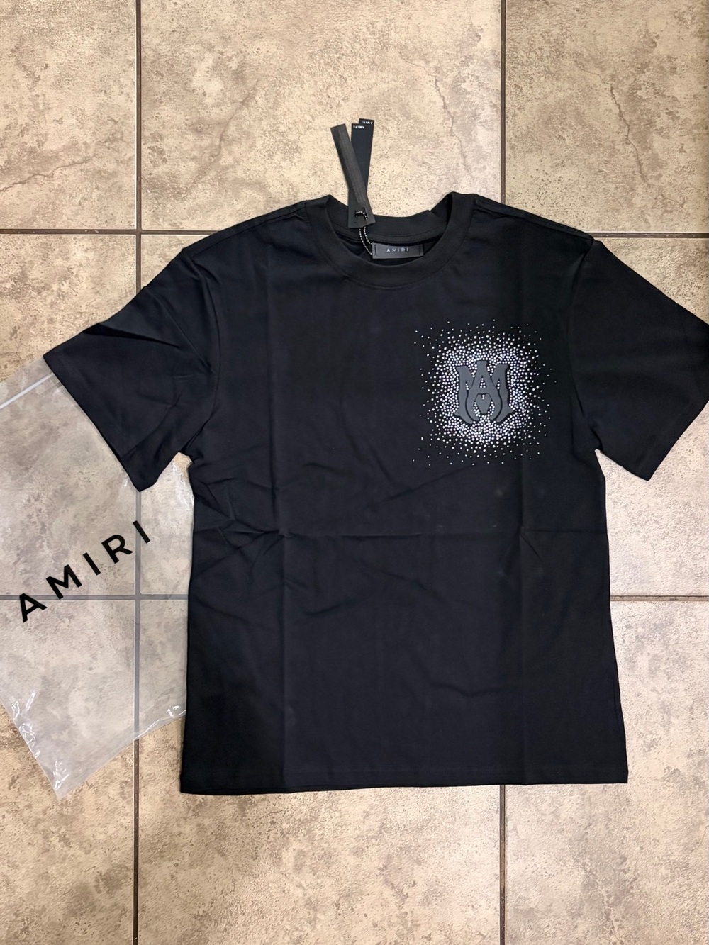 Grey Rhinestone Black AMIRI Tee